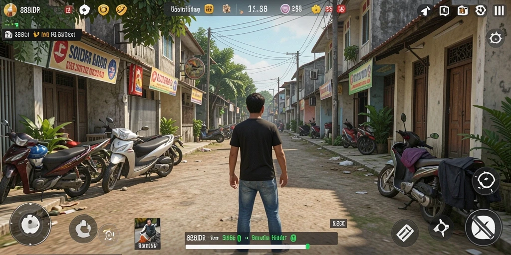 Tampilan gameplay menarik dari 888IDR yang menggambarkan kehidupan virtual.