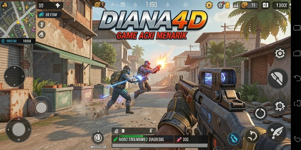 Tampilan gameplay seru DIANA4D saat pertempuran intens.