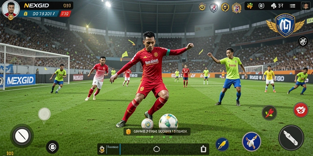 Screenshot NEXGID menampilkan aksi permainan sepak bola yang mengasyikkan.