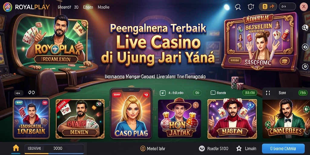 Screenshot utama ROYALPLAY menampilkan gameplay Live Casino yang menegangkan dan real-time.