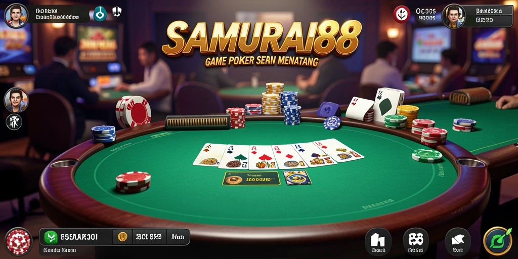 Tampilan menarik dari gameplay Poker di SAMURAI88.