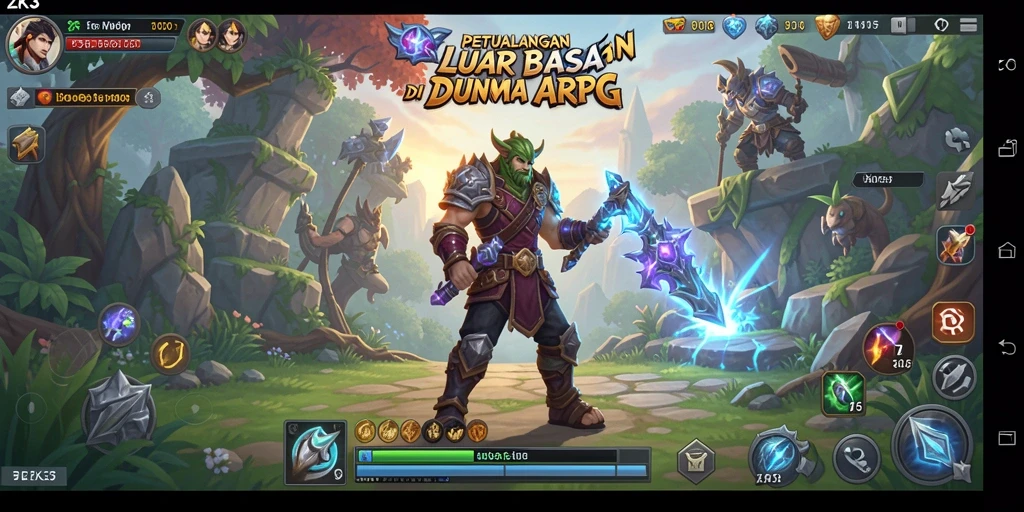 Screenshot gameplay ZK3 menampilkan pertempuran seru di dunia ARPG.